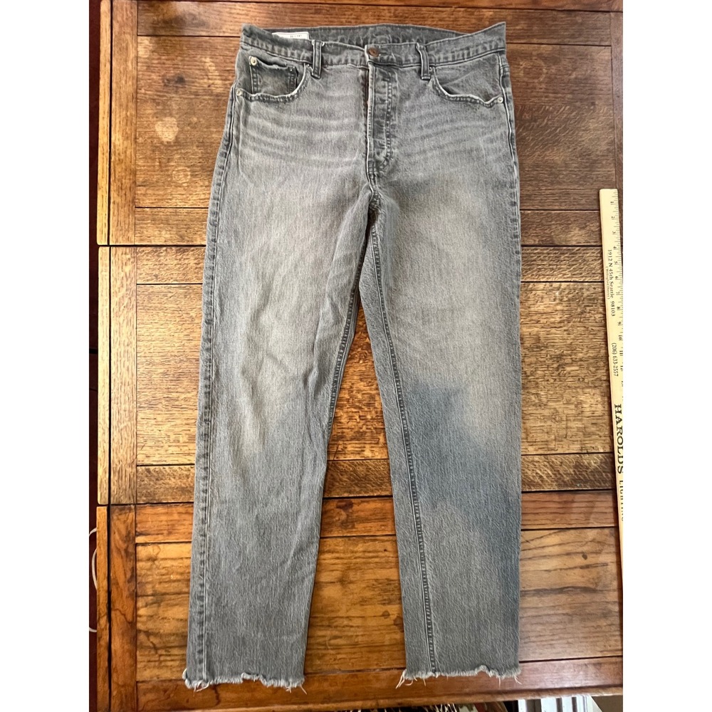 GAP Cheeky Straight High Rise 32 14T frayed hem grey denim jeans Tall XL